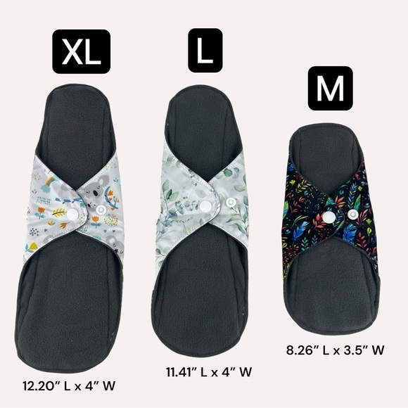 NEW 10PCS Set Reusable Washable Menstrual Pads (3)XL+(3)L+(3)M +BAG Incontinence - Picture 3 of 16